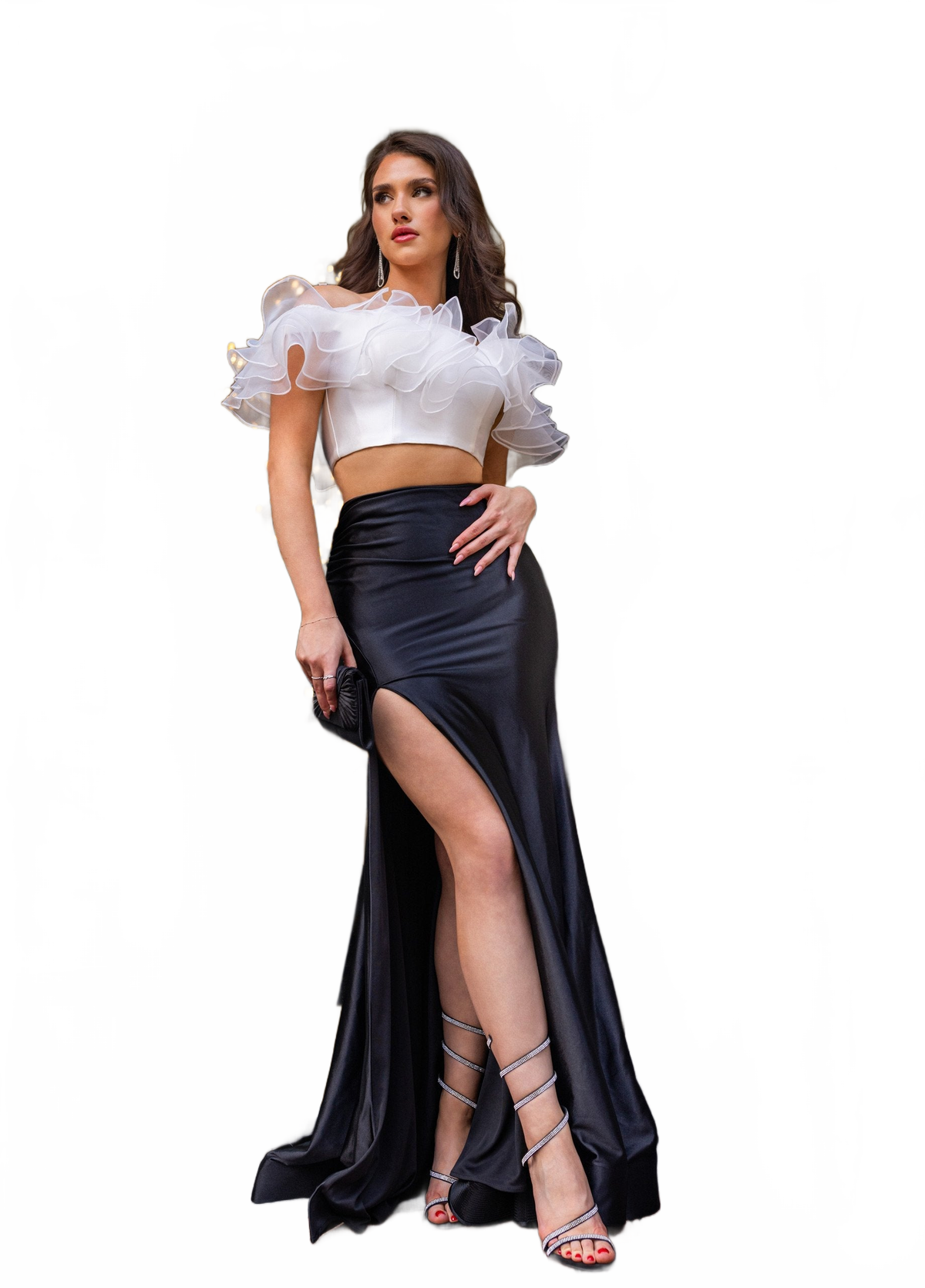 Rachel Allan 70826 2-Piece Off Shoulder Slit Gown