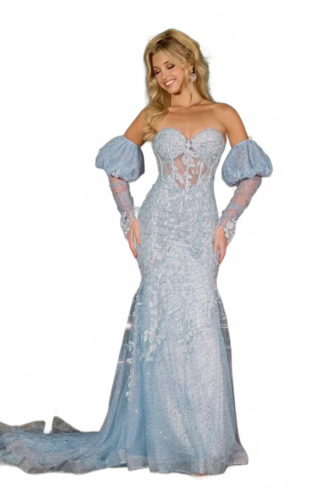 Portia and Scarlett PS24144 -long- Mermaid Prom Gown with Lace Appliqués