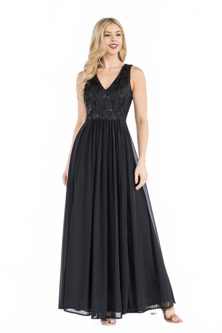 Red Carpet Dress V-Neck A-Line Sequin Formal Gown By Lenovia 5237