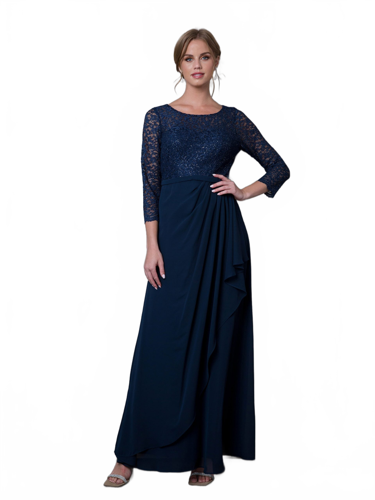 Eva Fashion 3446 3/4 Sleeve Mother of the Bride Dress Lace Ankle Length Formal Gown