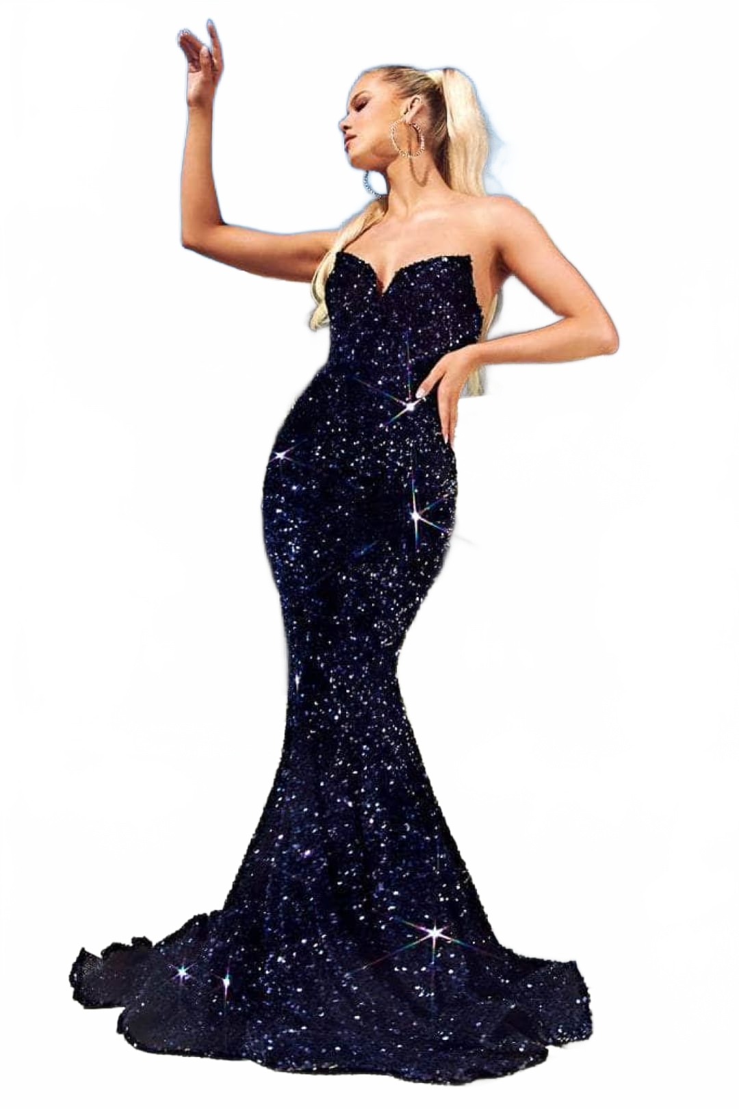 Portia and Scarlett PS21208 -long- Strapless Velvet Sequin Gown