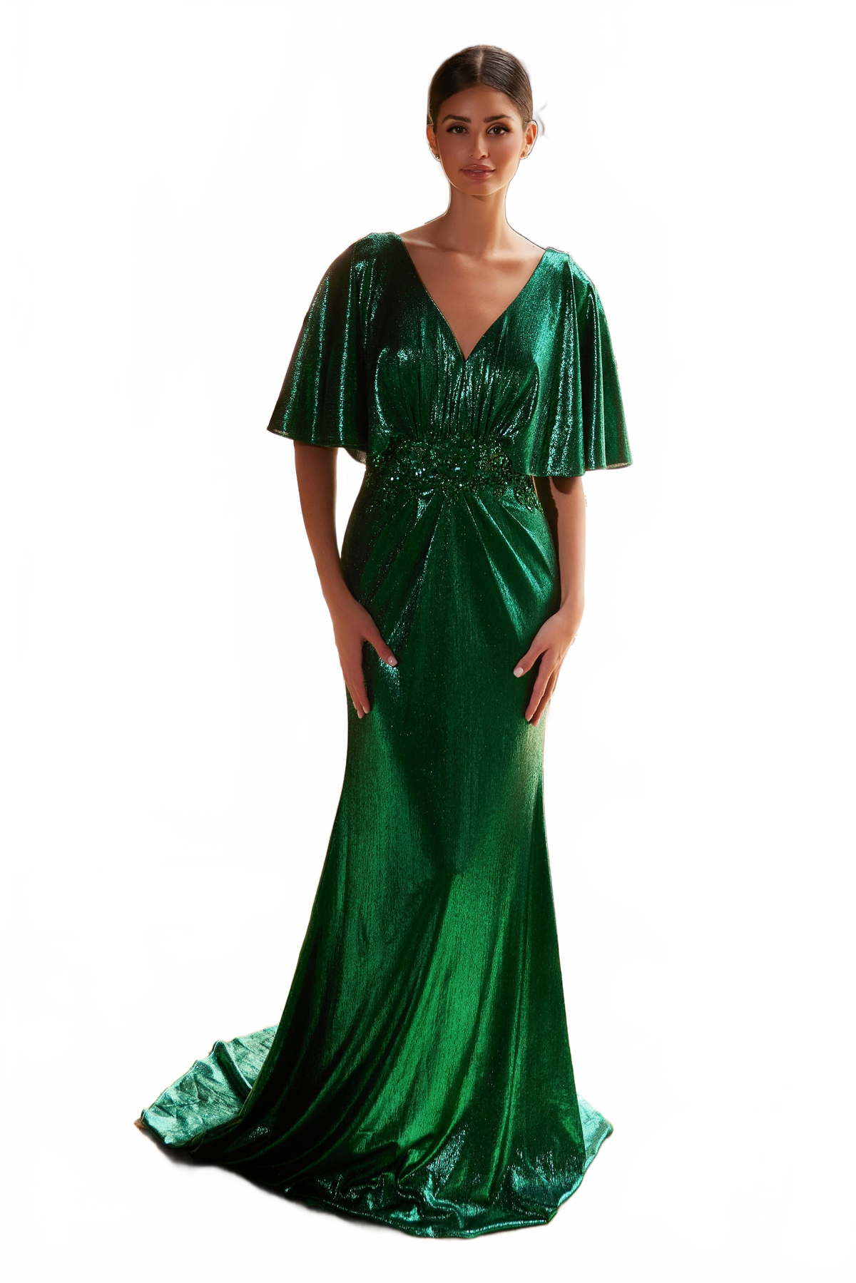 Nox Anabel MD130 Elegant Metallic Short Sleeve Gown