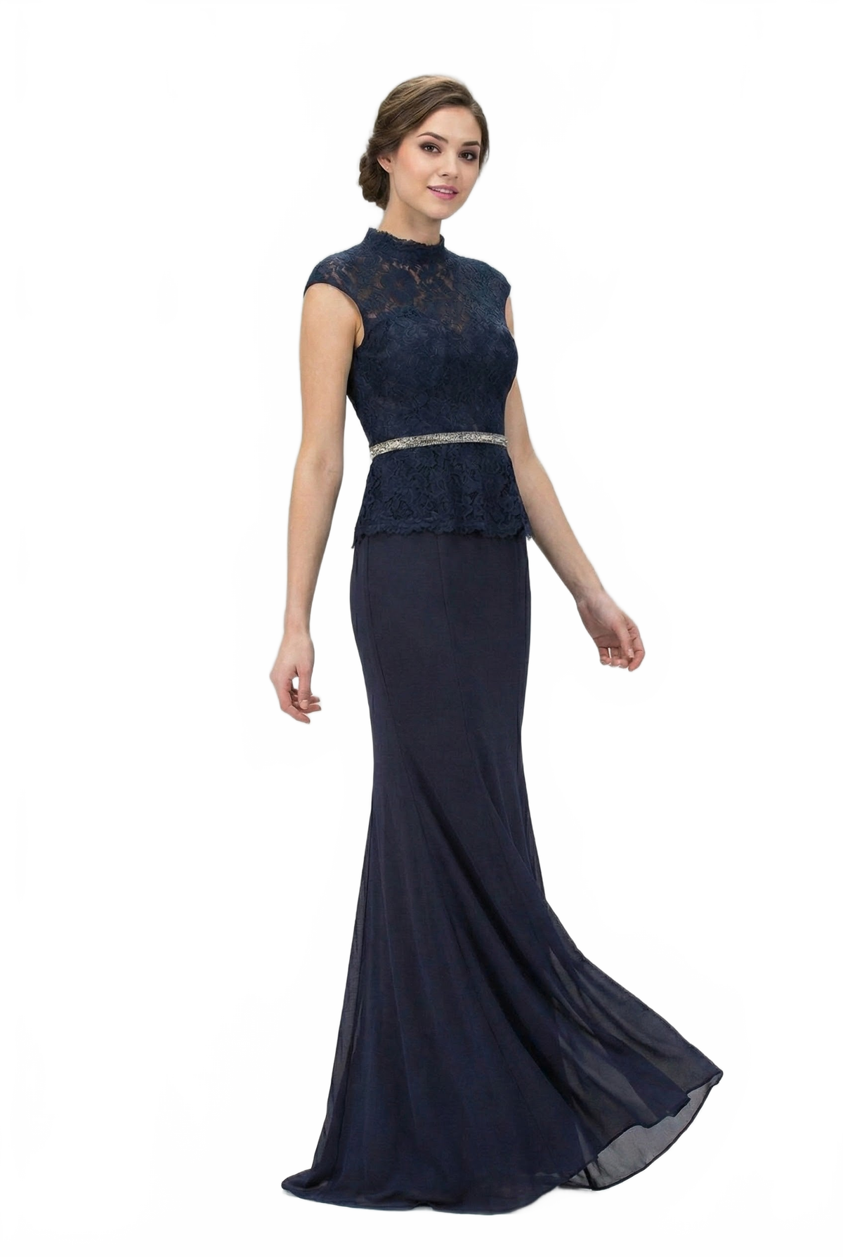 High Neck Cap Sleeve Gown by Elizabeth KGL1421