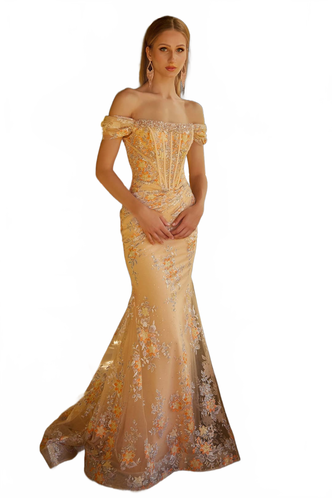 Applique Off Shoulder Gown by GLS Gloria GL3592