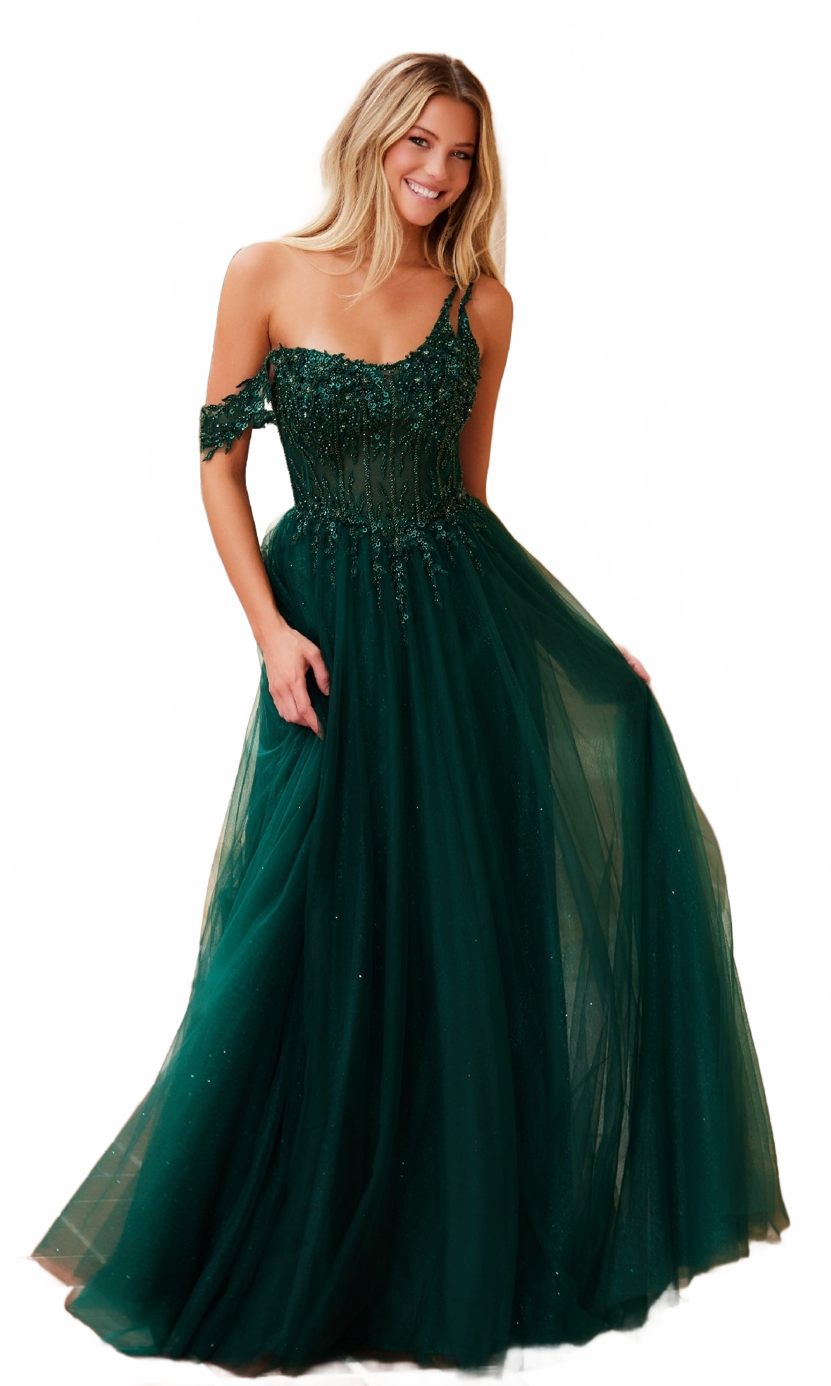 Nox Anabel F1567 Asymmetrical Glitter Prom Dress
