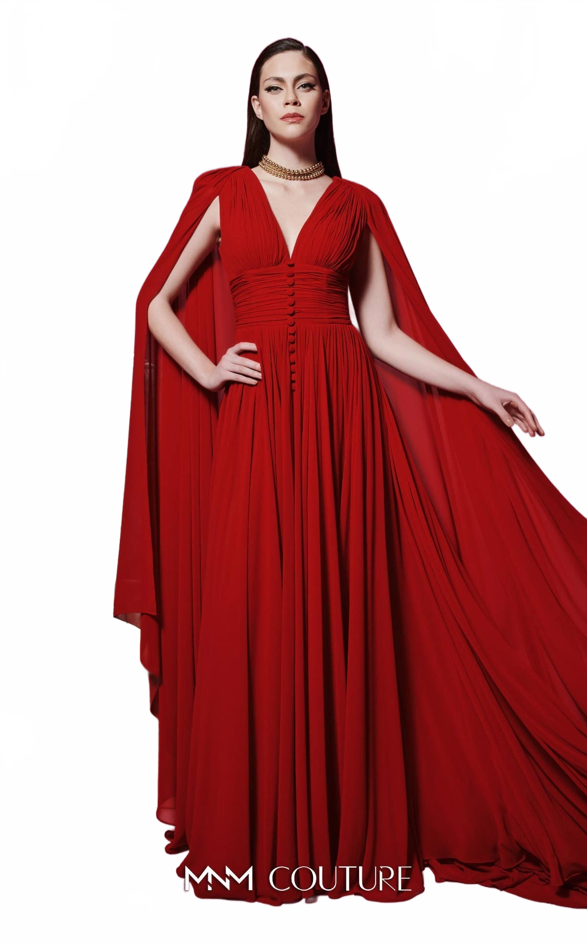 Fouad Sarkis F02845 Sleeveless V-Neck Gown
