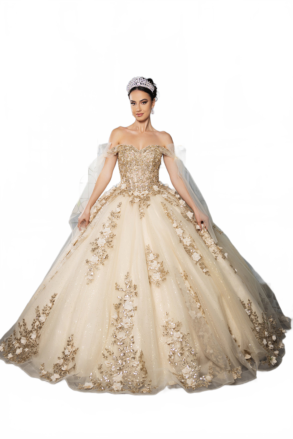 Layla K LK280 Floral 3D Applique Ball Gown Off-Shoulder Quinceañera Dress