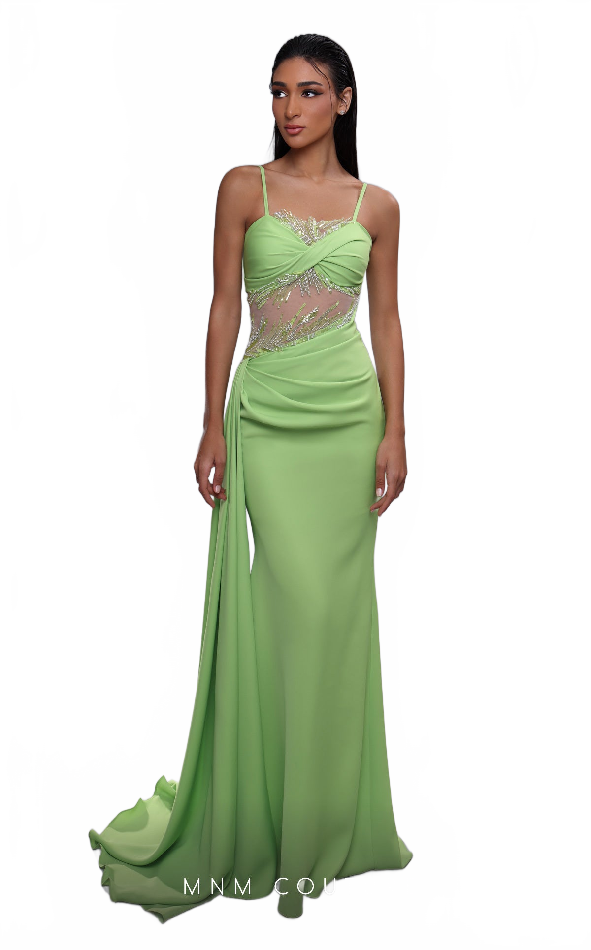 MNM Couture K4081 Strapless Satin A-Line Gown with Cape in Fuchsia