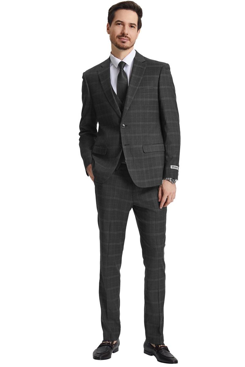 Stacy Adams Olive Modern Fit Plaid Suit