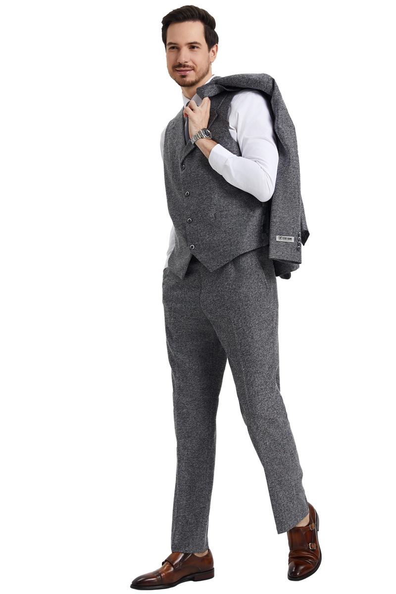 Stacy Adams Vintage Grey Herringbone Tweed Suit