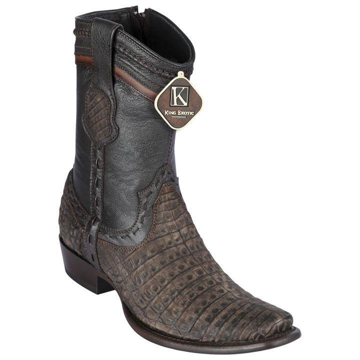 King Exotic Caiman Belly Boots Dubai Toe Sanded Brown