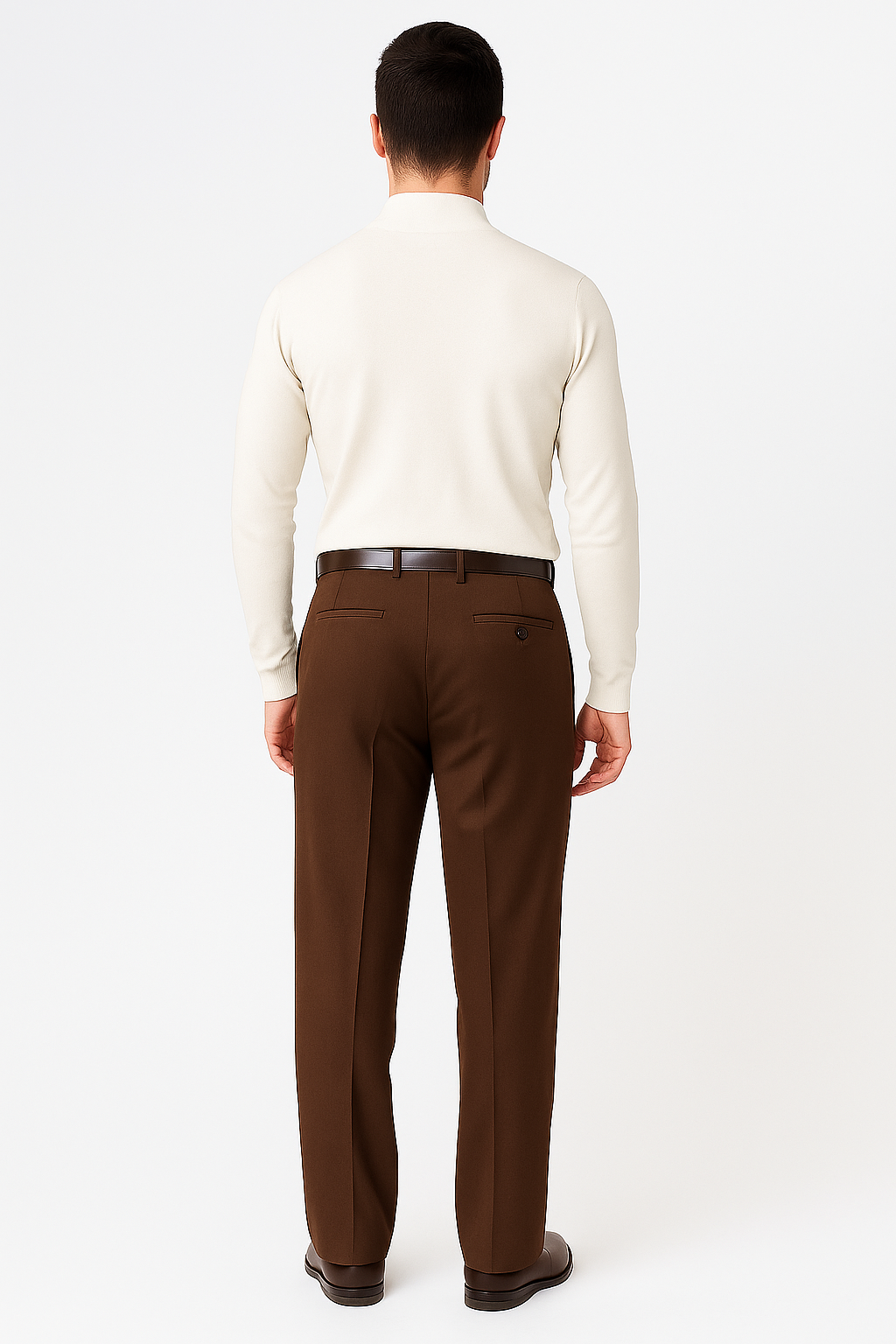 Pacelli Brown Pleated Baggy Fit Dress Pants unhemmed unfinished bottom Men's Wide Leg Trousers - Cheap Priced Dress Slacks For Men On Sale