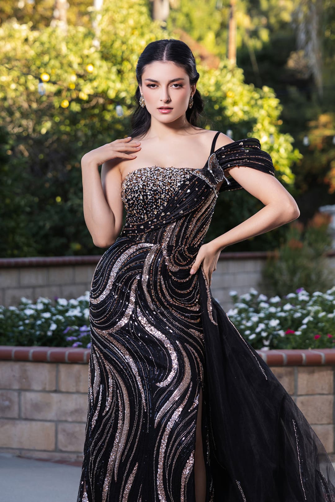 Pageant Dress Asymmetrical Beaded Long Prom Gown By Royal Queen RQ8192
