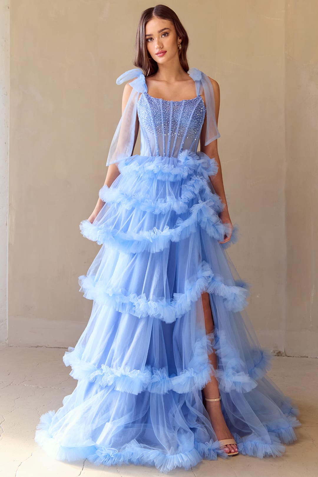 Pageant Dress Sleeveless Layered Ruffles Gown By Amelia Couture 8900