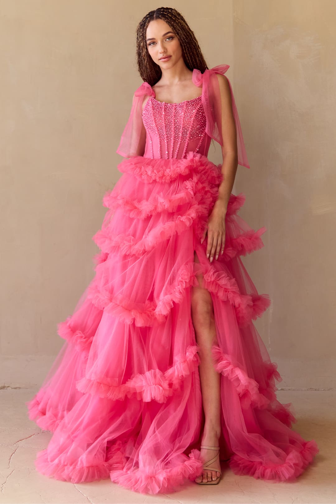 Pageant Dress Sleeveless Layered Ruffles Gown By Amelia Couture 8900