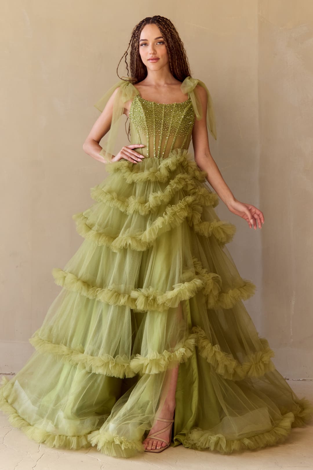 Pageant Dress Sleeveless Layered Ruffles Gown By Amelia Couture 8900