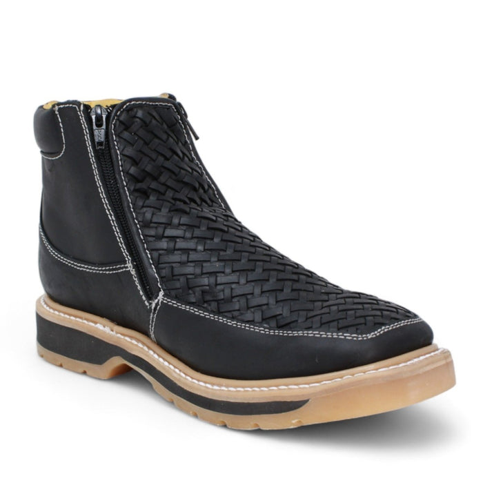 Petatillo Black Square Toe Double Zipper Boots