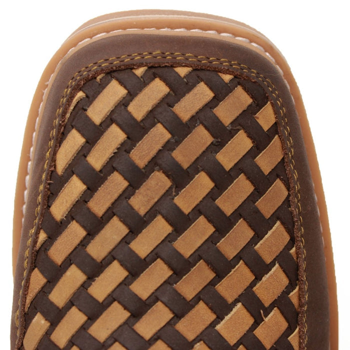 Petatillo Square Toe Double Density Work Boots Brown with Double Zipper