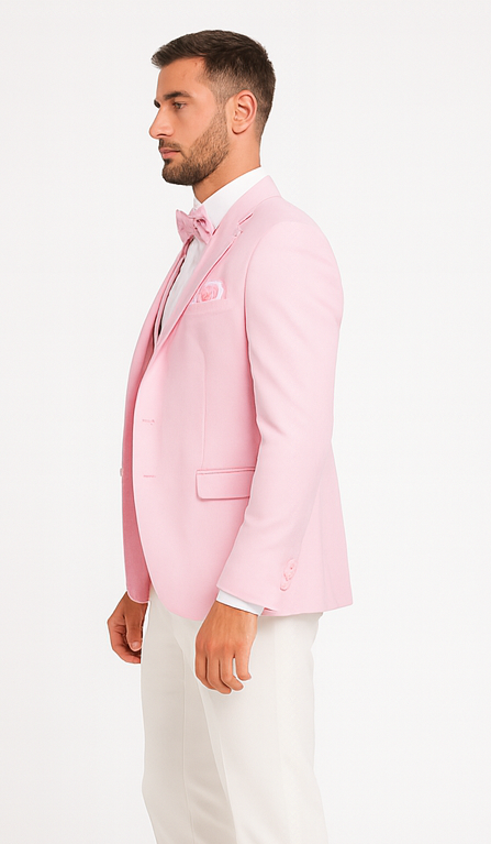 Pink and White Suit With White Pants