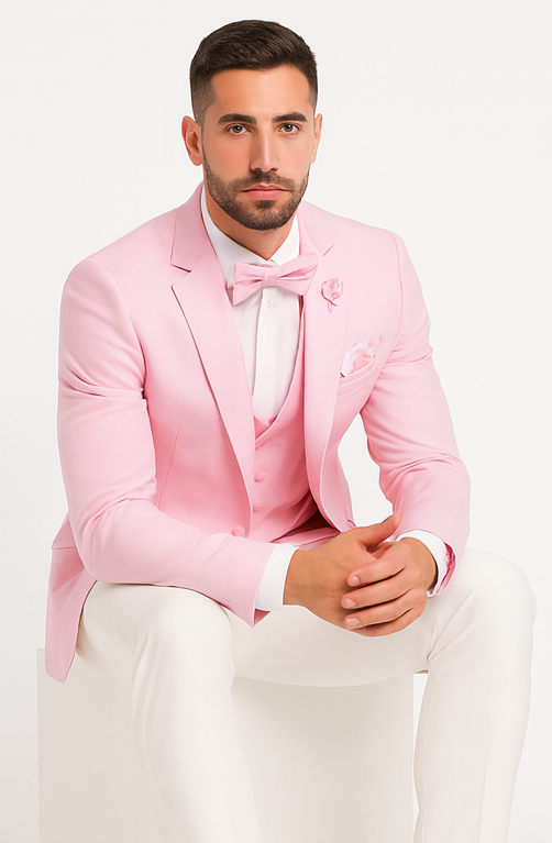 Pink and White Suit With White Pants