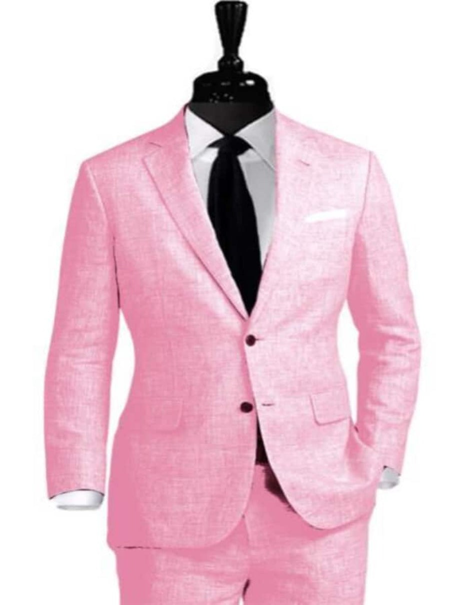 Pink Linen Suit for Beach Wedding - Men's Summer
