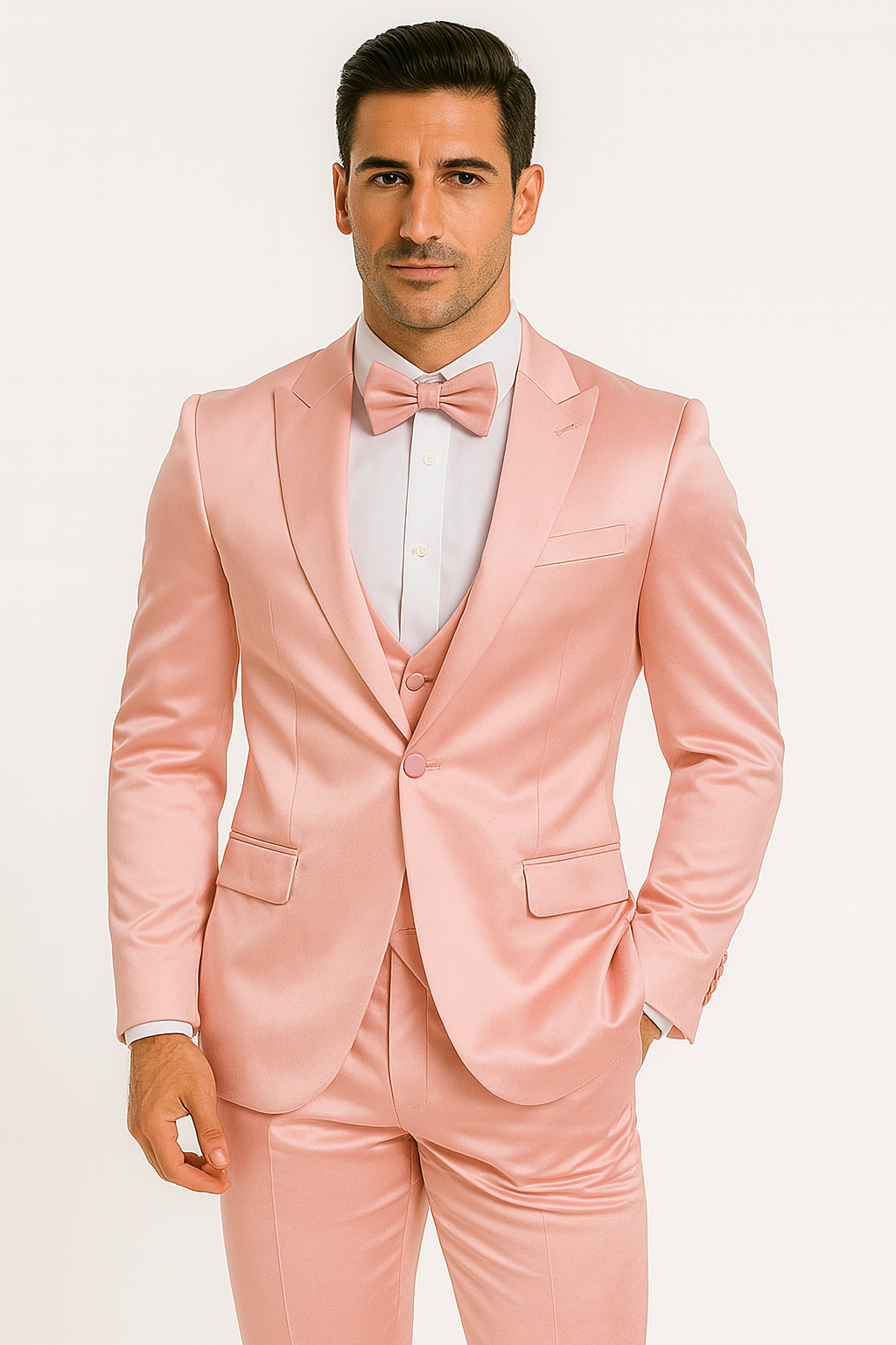 Elite Pink Satin Four-Piece Suit
