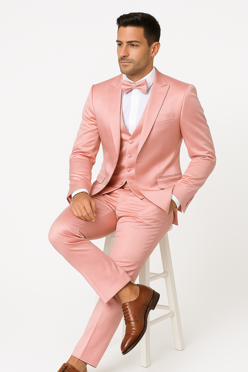 Elite Pink Satin Four-Piece Suit