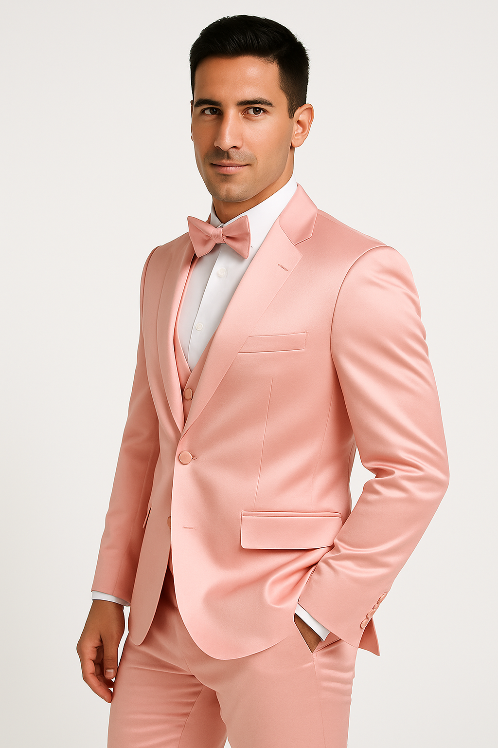 Elite Pink Satin Four-Piece Suit