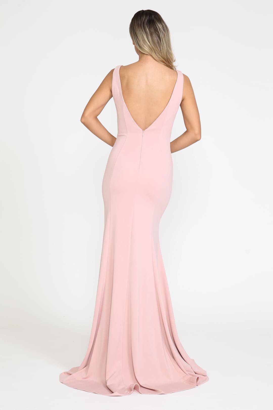 Poly USA 8158 Simple Evening V-Neck Mermaid Bridesmaids Dresses