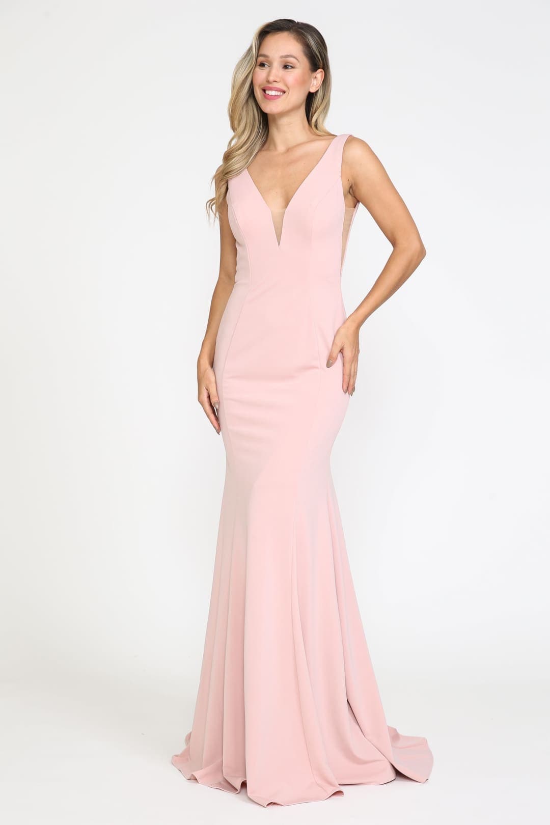 Poly USA 8158 Simple Evening V-Neck Mermaid Bridesmaids Dresses