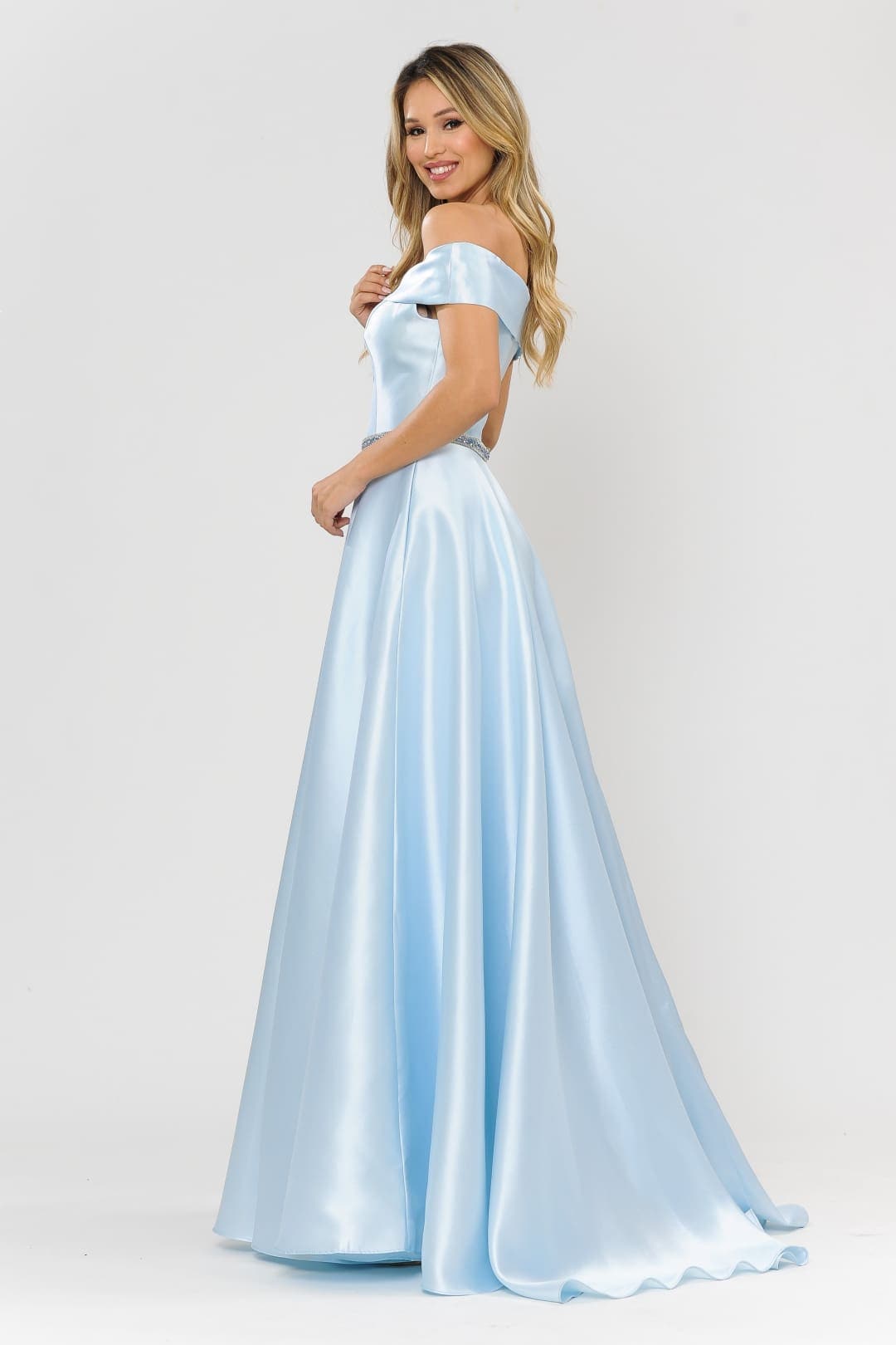 POLY USA 8680 Classy Off The Shoulder Mikado A-Line Bridesmaids Dress