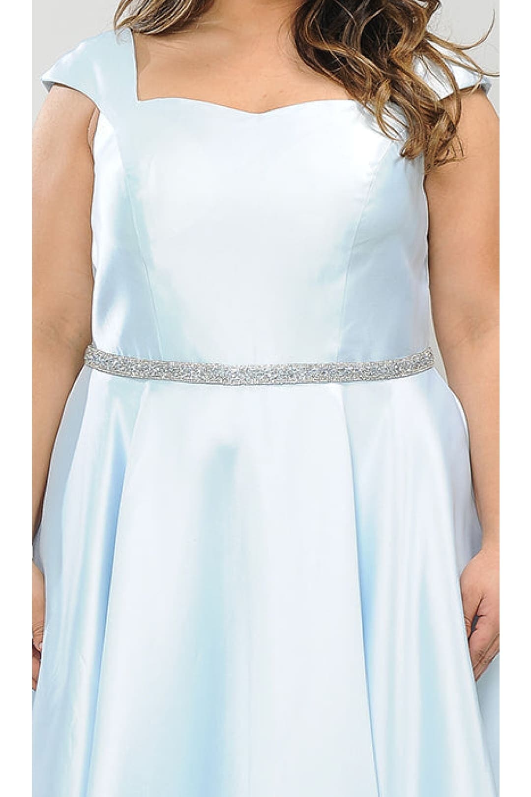 Poly USA W1104 Cap Sleeve A-Line Plus Size Long Prom Evening Gown