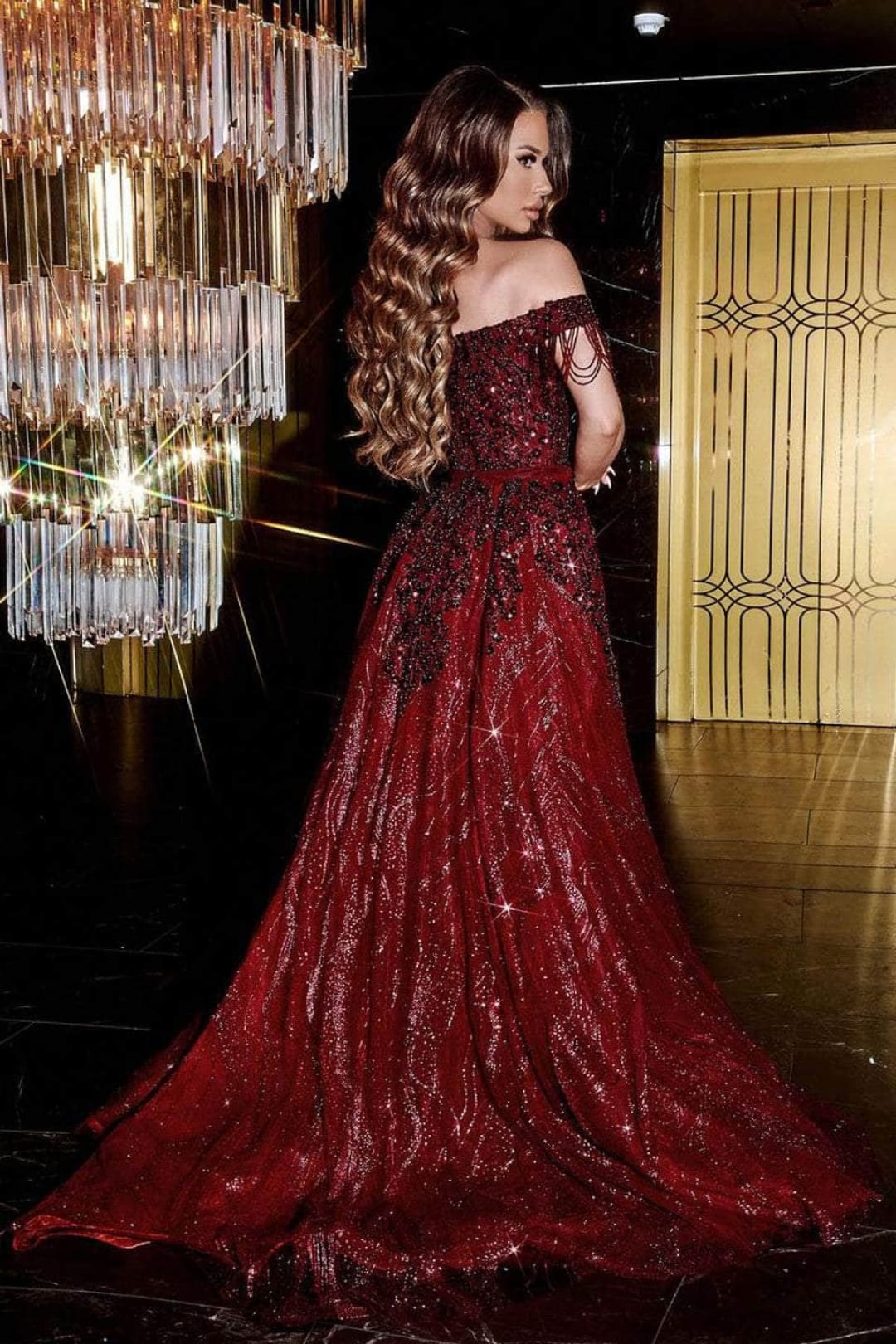 Portia and Scarlett PS22260 - Prom Gown with Beaded Fringe Sleeves for a Playful Touch