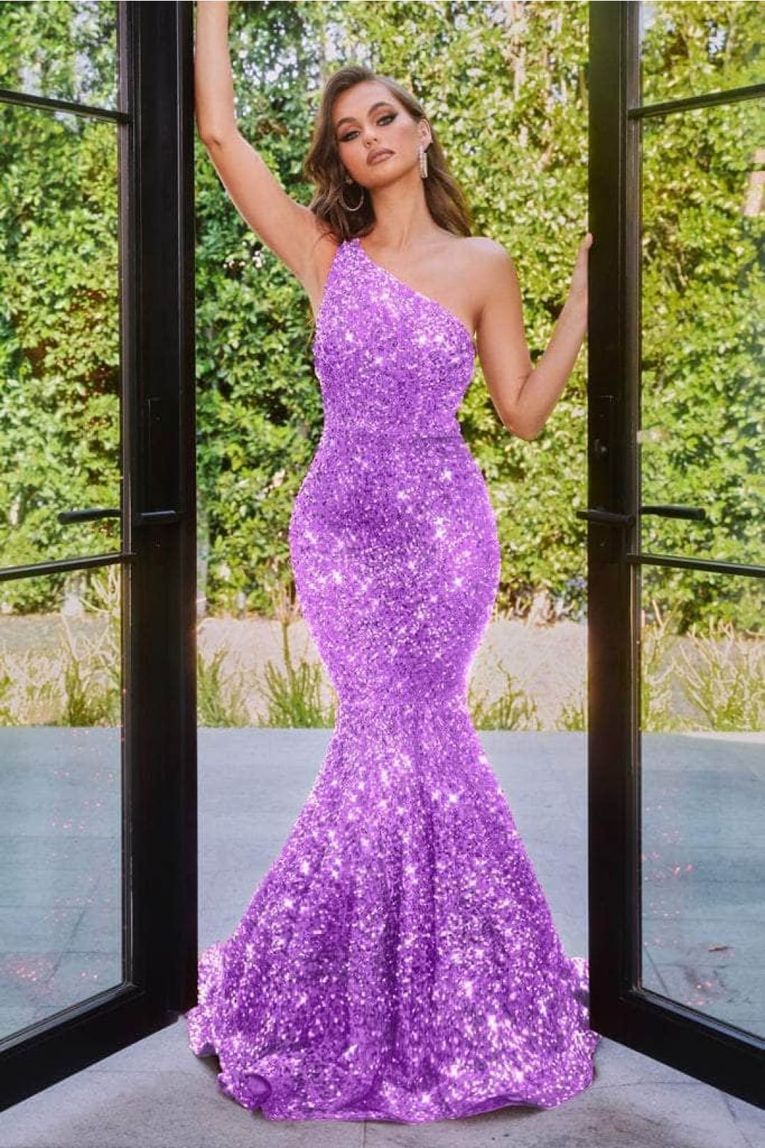Portia and Scarlett PS22350 -long- One-Shoulder Sequin Mermaid Gown