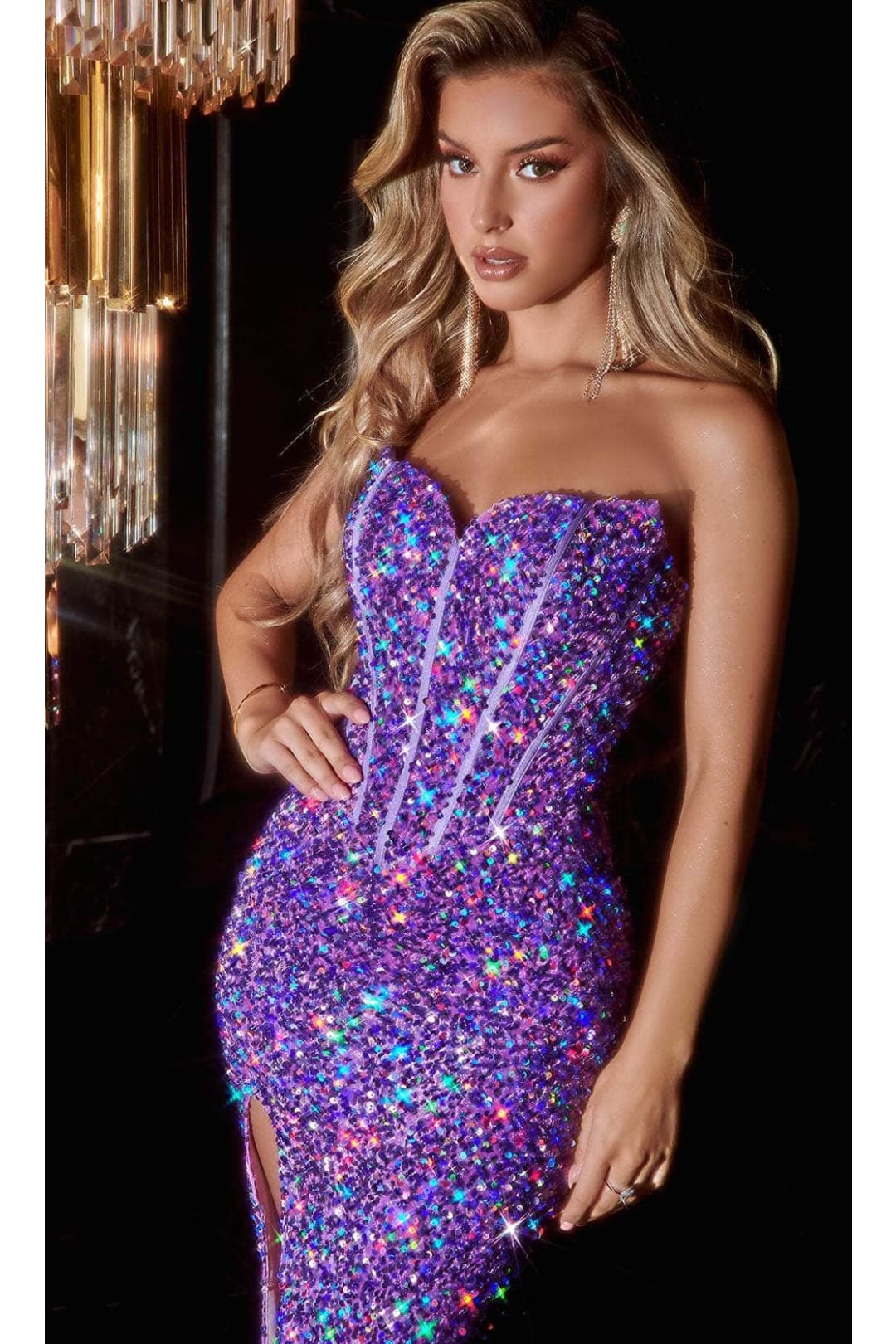 Portia and Scarlett PS22510 -long- Strapless Embellished Prom Dress for Classic Glamour