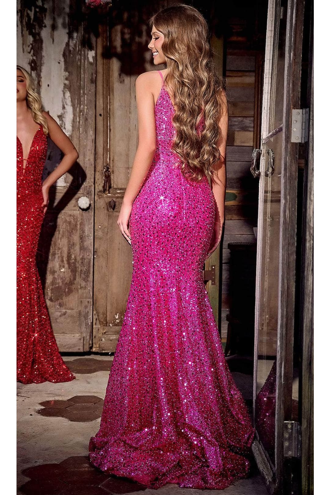 Portia and Scarlett PS24041 -long- Sequin Plunge Prom Dress