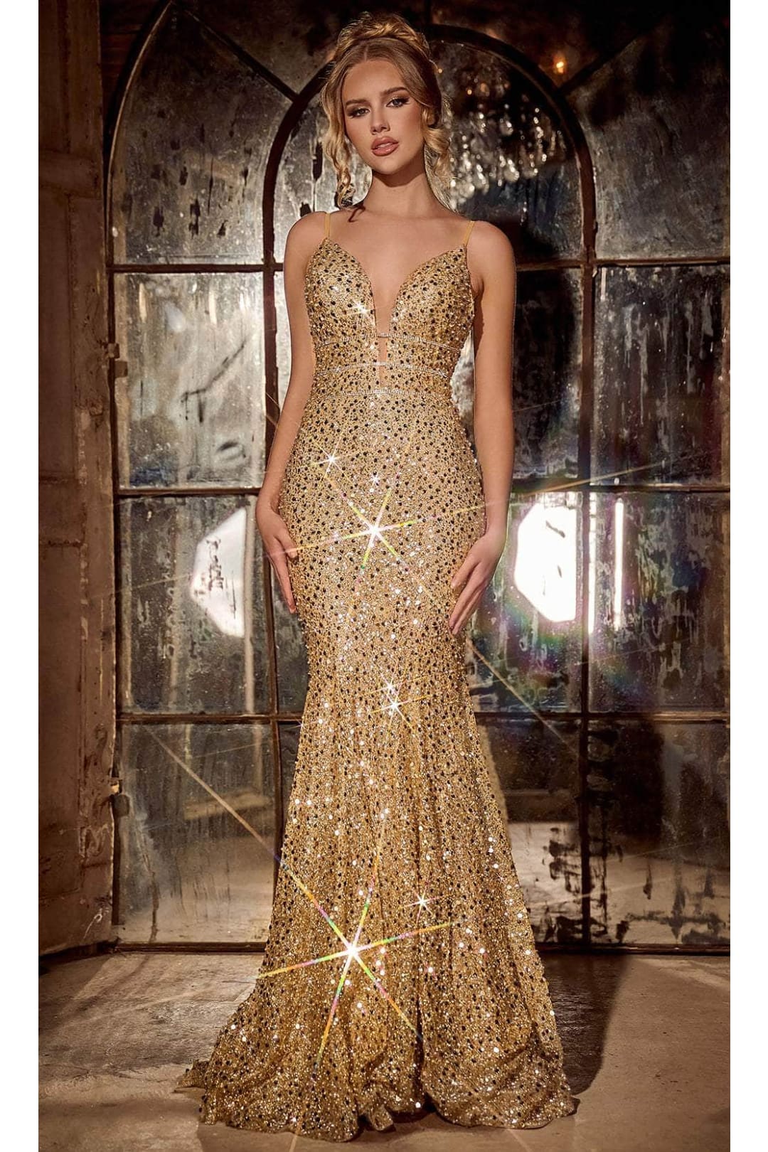 Portia and Scarlett PS24041 -long- Sequin Plunge Prom Dress