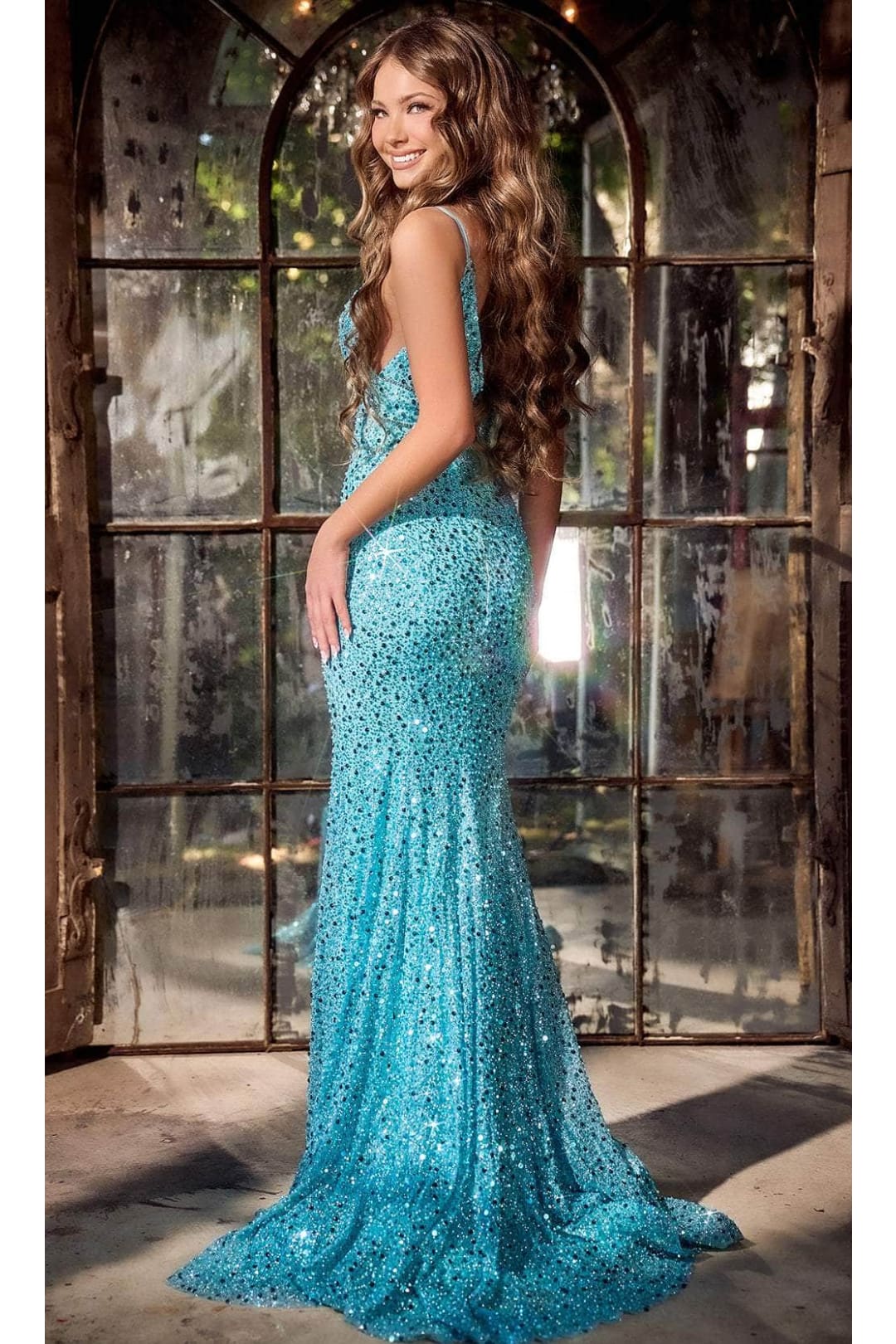 Portia and Scarlett PS24041 -long- Sequin Plunge Prom Dress