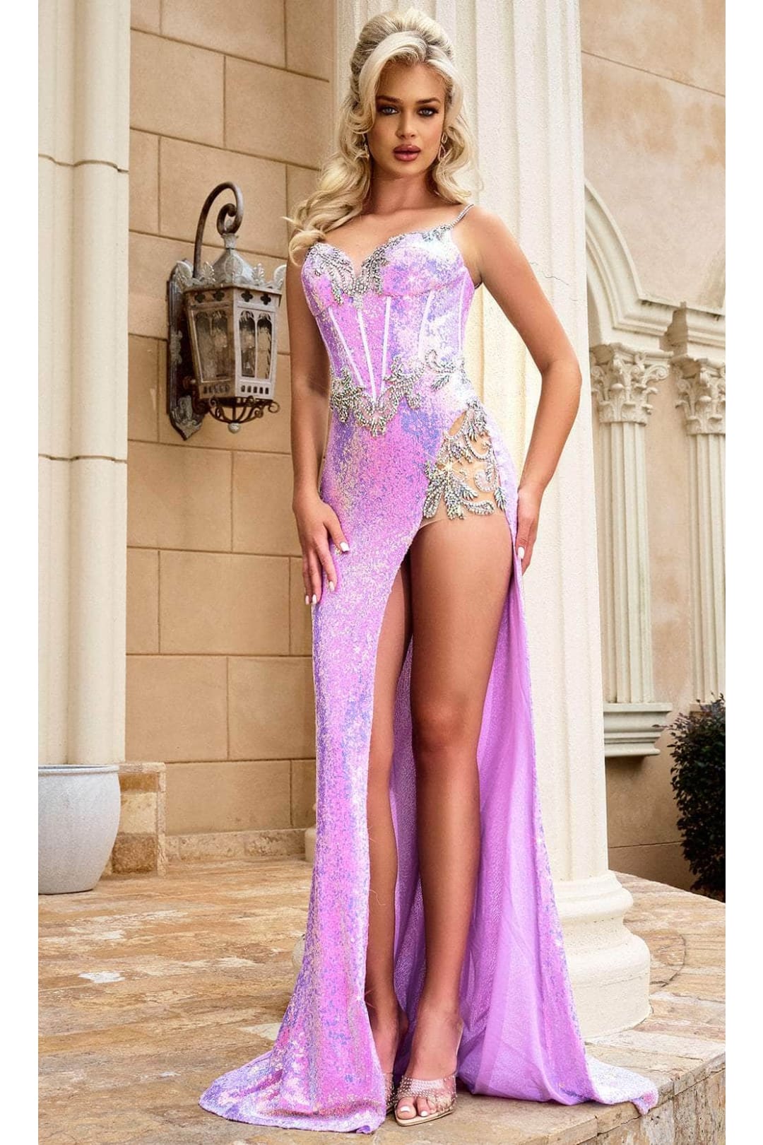Portia and Scarlett PS24292 -long- Prom Dress with Jeweled High Slit