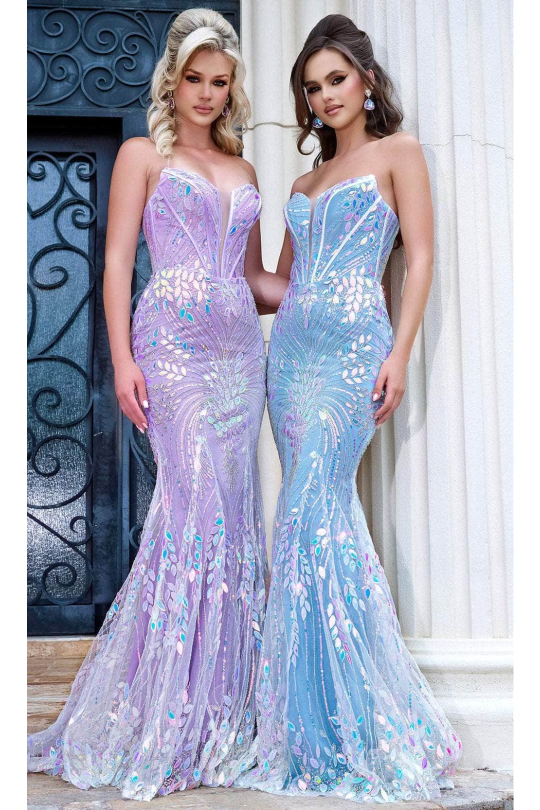 Portia and Scarlett PS24316 -long- Strapless Prom Gown with Corset Bodice