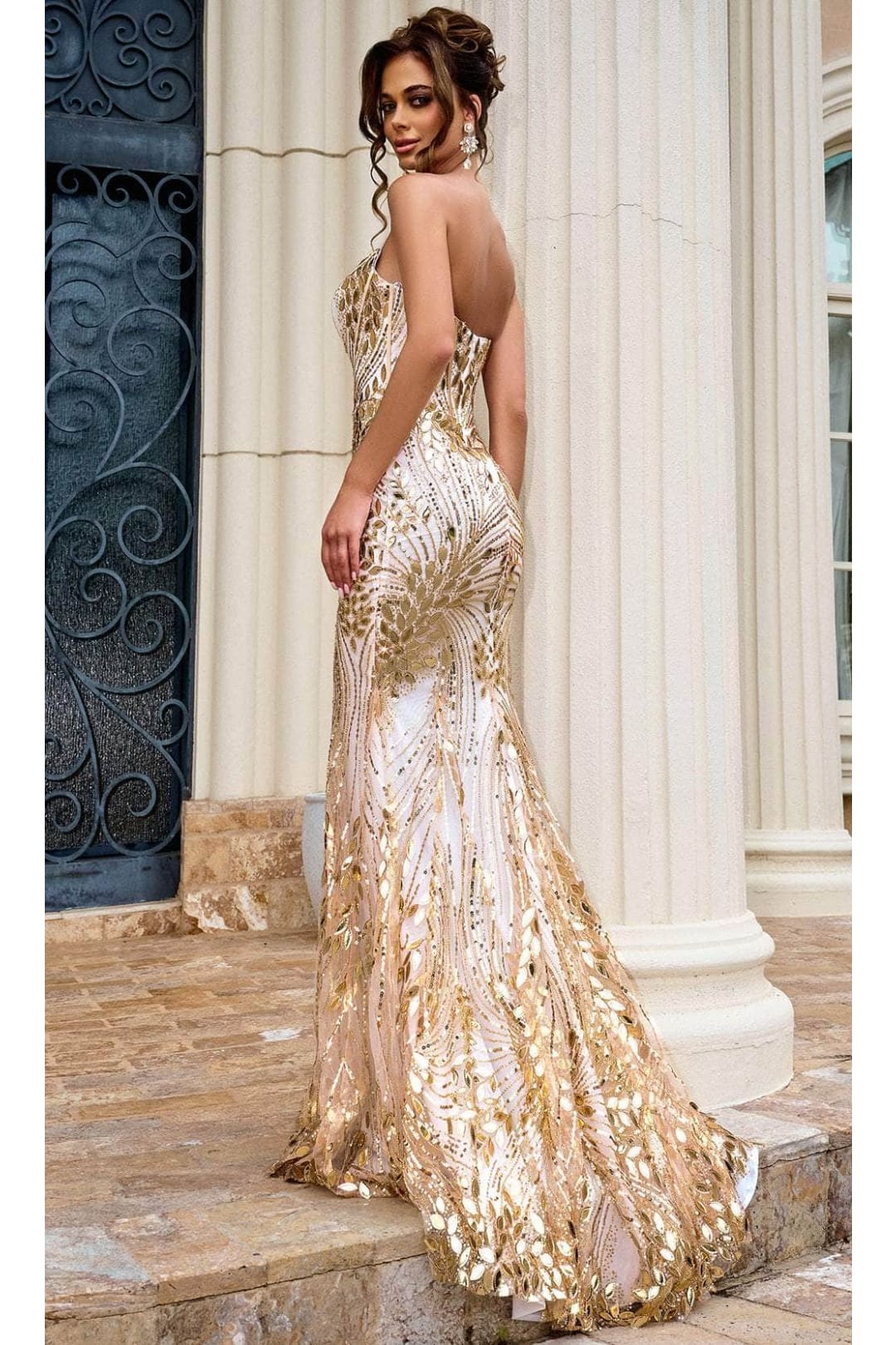 Portia and Scarlett PS24316 -long- Strapless Prom Gown with Corset Bodice