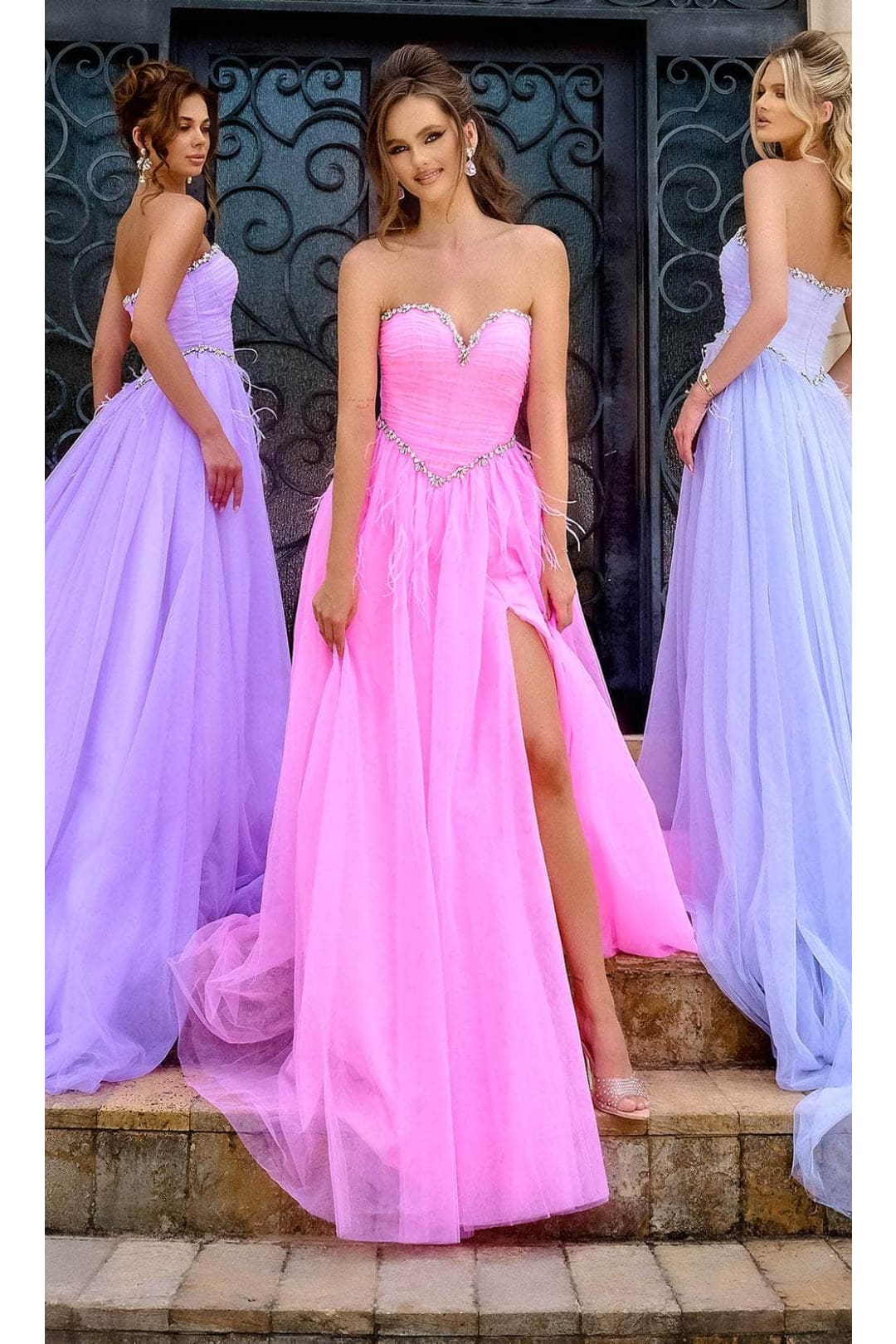 Portia and Scarlett PS24632 -long- Strapless Prom Gown with Beaded Trim