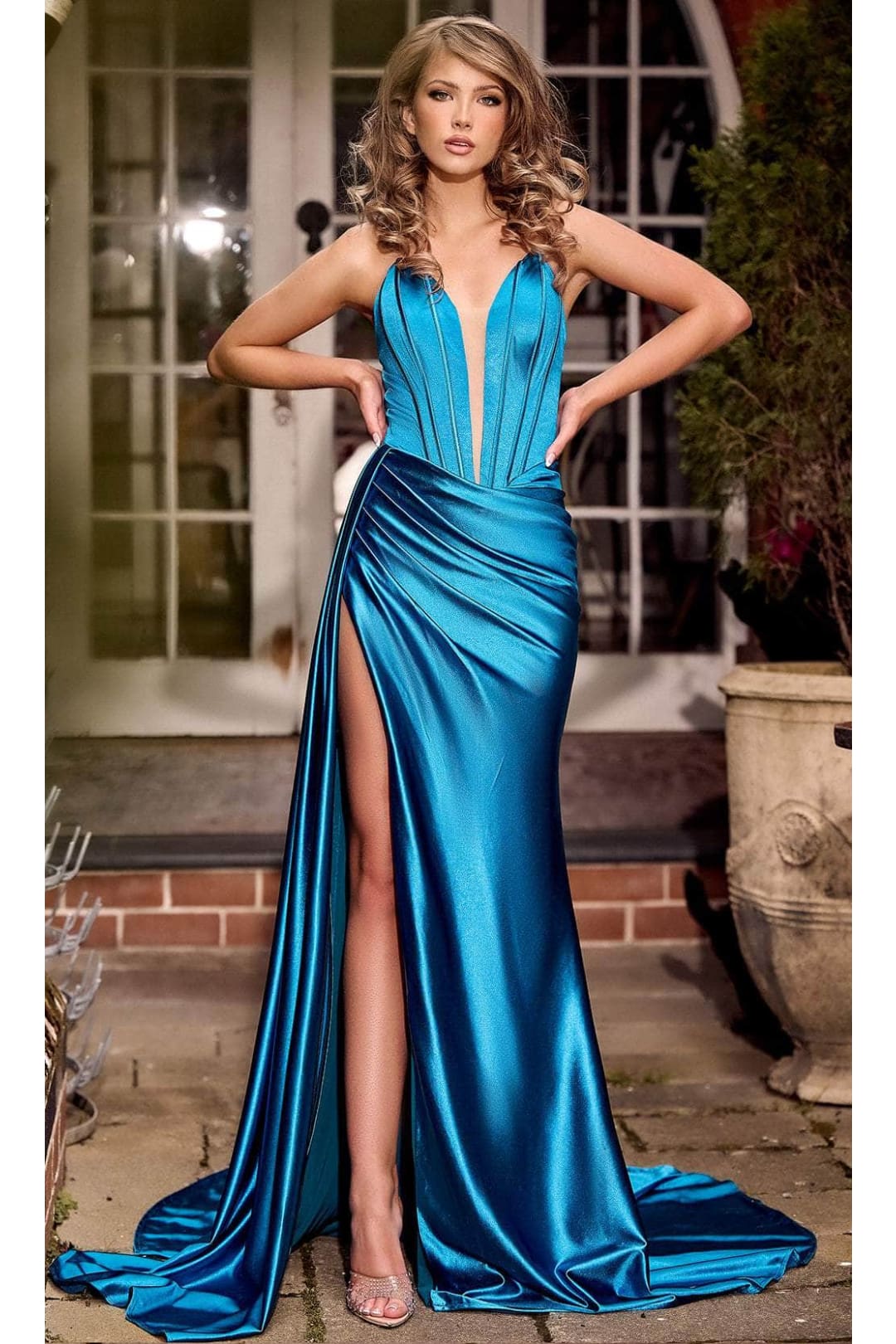 Portia and Scarlett PS24682 -long- Mermaid Prom Dress in Satin Fabric