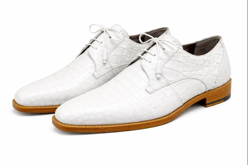 Anderson Crocodile Oxford White Shoes