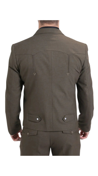 Men's Brown Western Suit 2-Piece - Cowboy Suit with Western Yoke & Pearl Snaps