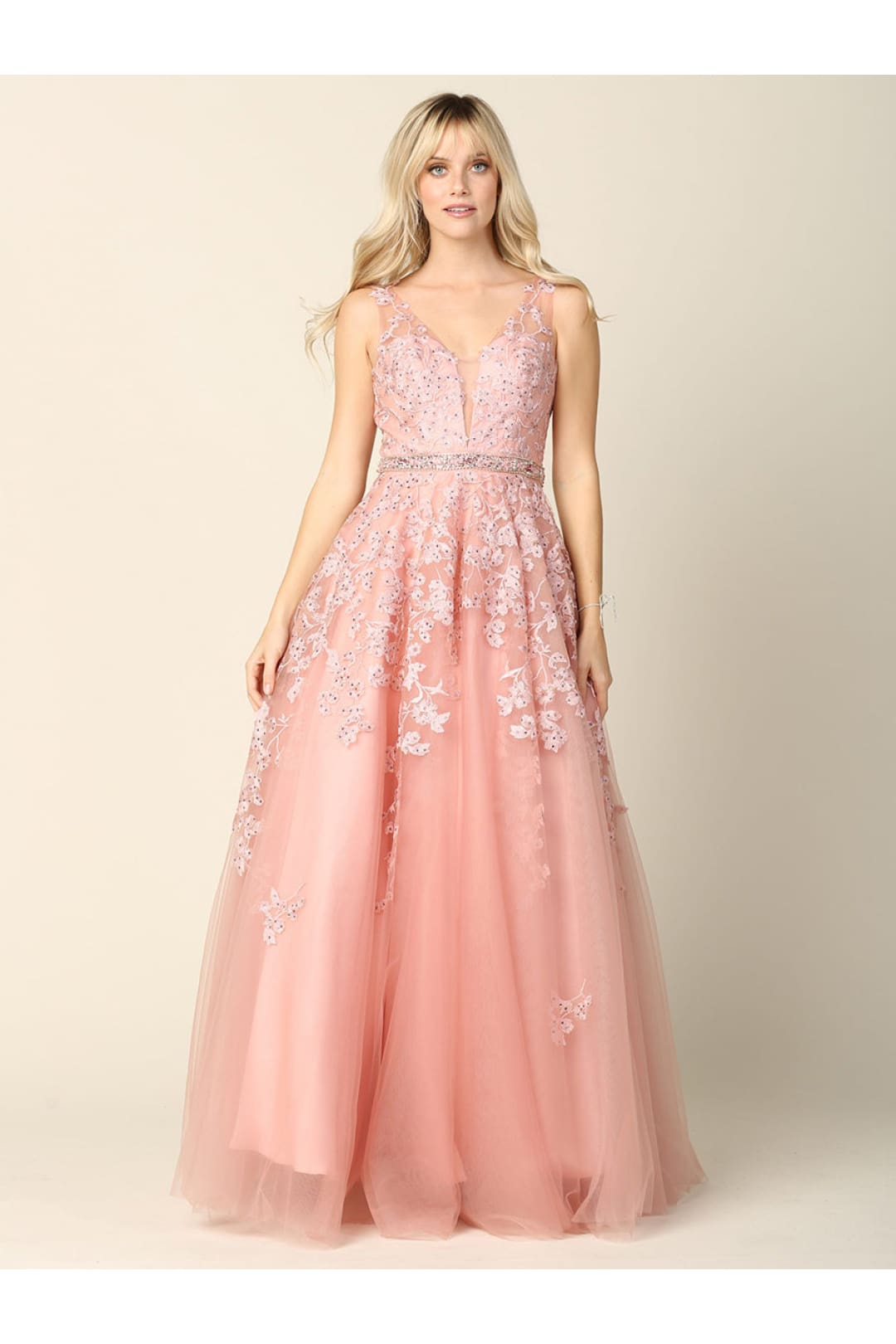Eva USA 5232 Embellished Floral Embroidery A-Line Gown