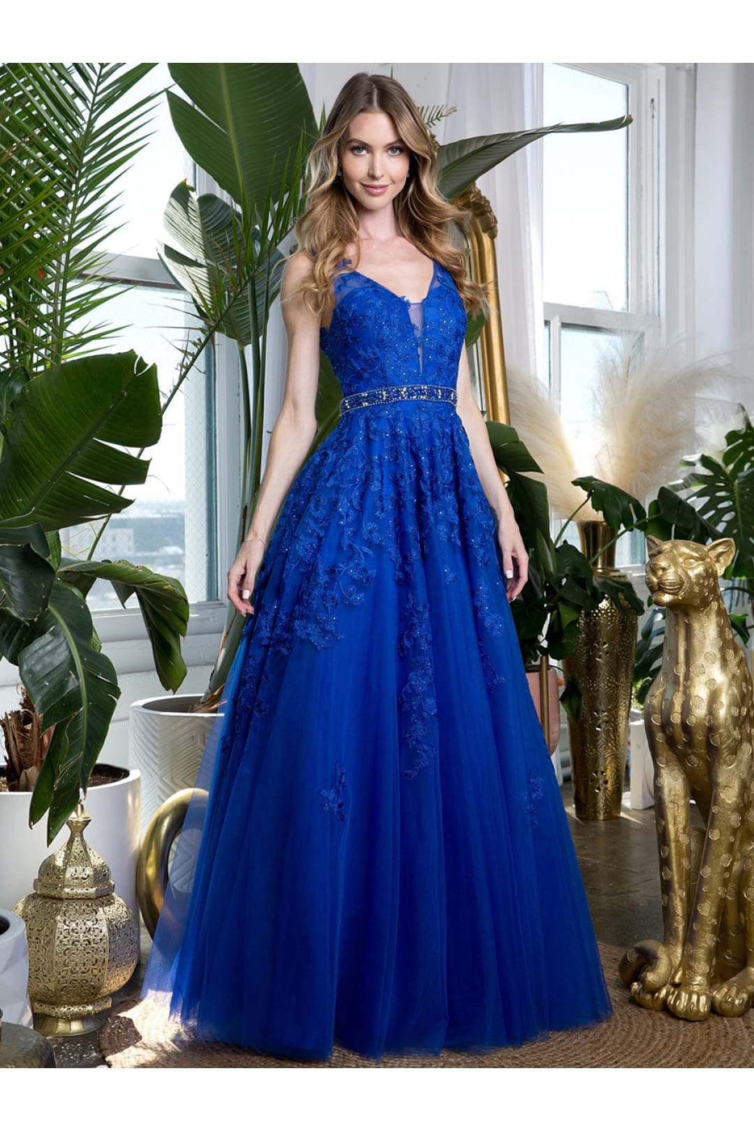 Eva USA 5232 Embellished Floral Embroidery A-Line Gown