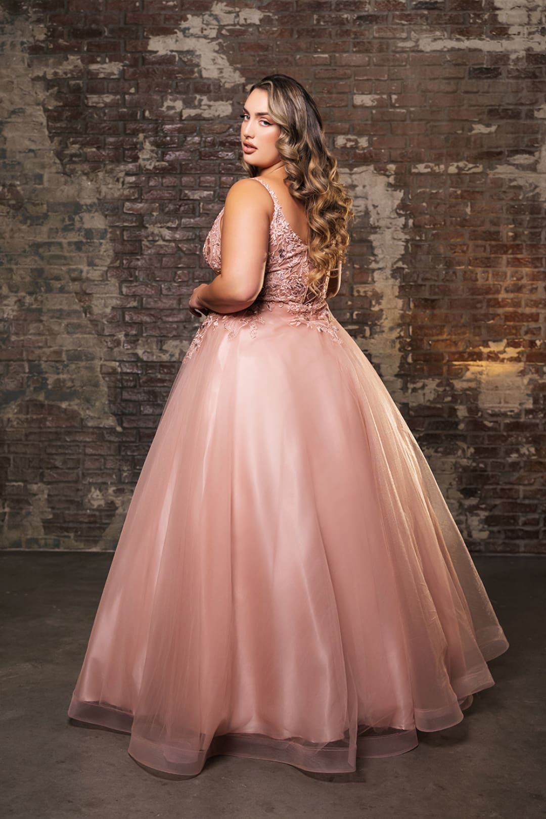 Prom Dress Sleeveless Plunging Neck Gala Gown By May Queen MQ2135