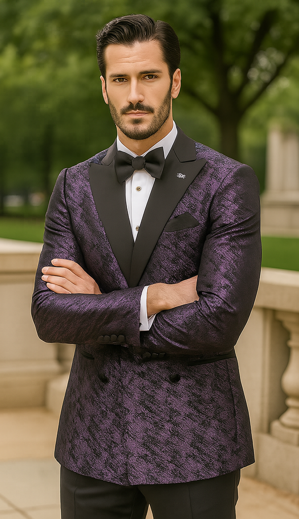 Purple Satin Double Breasted Stacy Adams Jacket