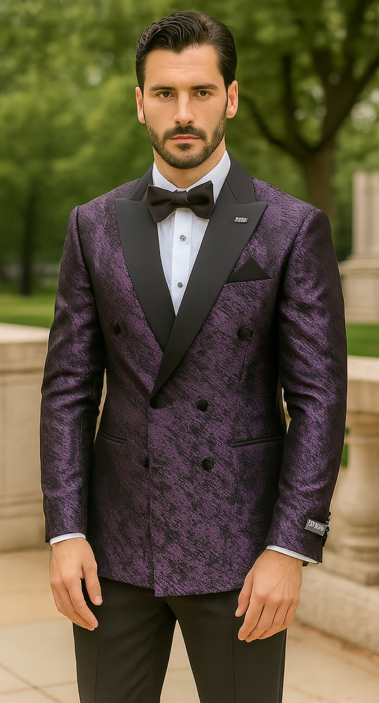 Purple Satin Double Breasted Stacy Adams Jacket